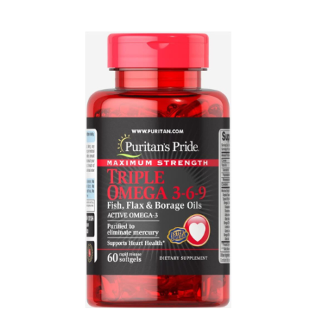 Puritan's Pride - Triple Omega 3-6-9 Fish, Flax & Borage Oils 60 Softgels
