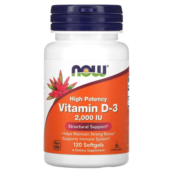 NOW- Vitamin D-3 High Potency 50 mcg (2,000 IU) - 120 Softgels
