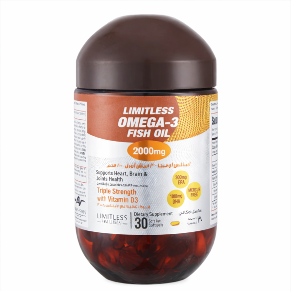 Limitless Omega 3 Fish Oil 2000mg & Vitamin D3 30 softgels
