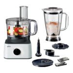 Braun FP0132 Food Processor – 750W, 8-in-1 System, 2.1 L Processing Bowl, 1.8 L Blender (White)