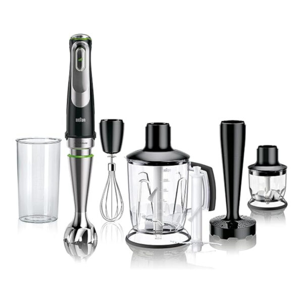 Braun MultiQuick 9 MQ Hand Blender-with activ powerDrive and splash control,blender,chopper with whisk,1200 watt,black/stainless steel Model : ‎MQ 9147X  خلاط يدوي مالتي كويك 9 ام كيو