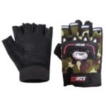 Half Finger Gloves With Hard Rubber Knuckle Protection For Exercises & Cycling, Camouflage Green
