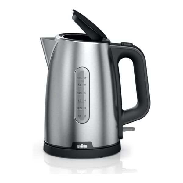 Braun PurShine Water Kettle, 2200 Watts, 1.7L Capacity, Stainless Steel/Black – International Warranty – WK 1500 Black   2200