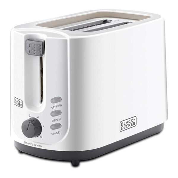 Black+Decker 750W 2 Slice Cool Touch Bread Toaster, White - ET125-B5  جهاز توستر للخبز من بلاك اند ديكر بقدرة 750 وات وتتسع لشريحتين