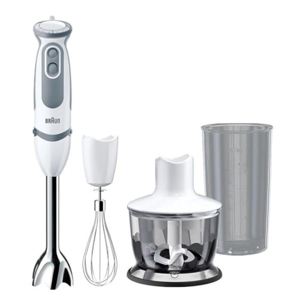 Braun MQ5235WH Hand Blender – 1000 W, 21-Speed Vario Dial, Chopper & Whisk (White)