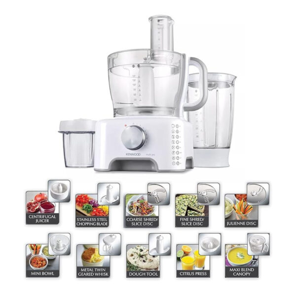 Kenwood FP730 Multipro Food Processor 32 functions 900 Watts - White محضرة طعام كينود 32 وظيفة