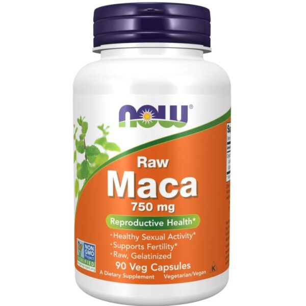 Now Raw Maca 750mg Reproductive Health & Fertility Support Supplement 90 caps