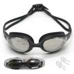 Dolphin Anti-Fog Swim Goggles Mirror Lens Adjustable Straps With Box & Ear Plugs