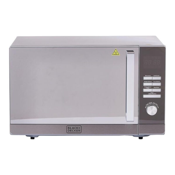 Black Decker 30l lifestyle microwave oven with grill mirror finish silver