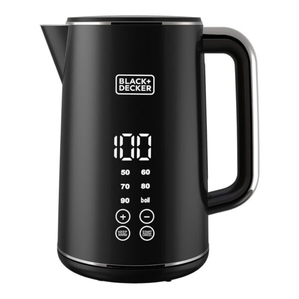 Black & Decker Kettle 1.7L, Touch Screen Digital Display, Double-Wall Construction, 6 preset Temperature Settings 2200 W,30 Min Keep Warm, Auto Off, JCD200-B5