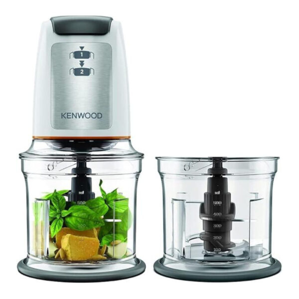 Kenwood Chopper 500W Electric Food Chopper With 2 X 500Ml Bowl, Dual Speed, Stainless Steel Quad Blade, Multi Mayo Mayonnaise Attachment, Spatula, Ice Crush Function Chp61.200Wh White