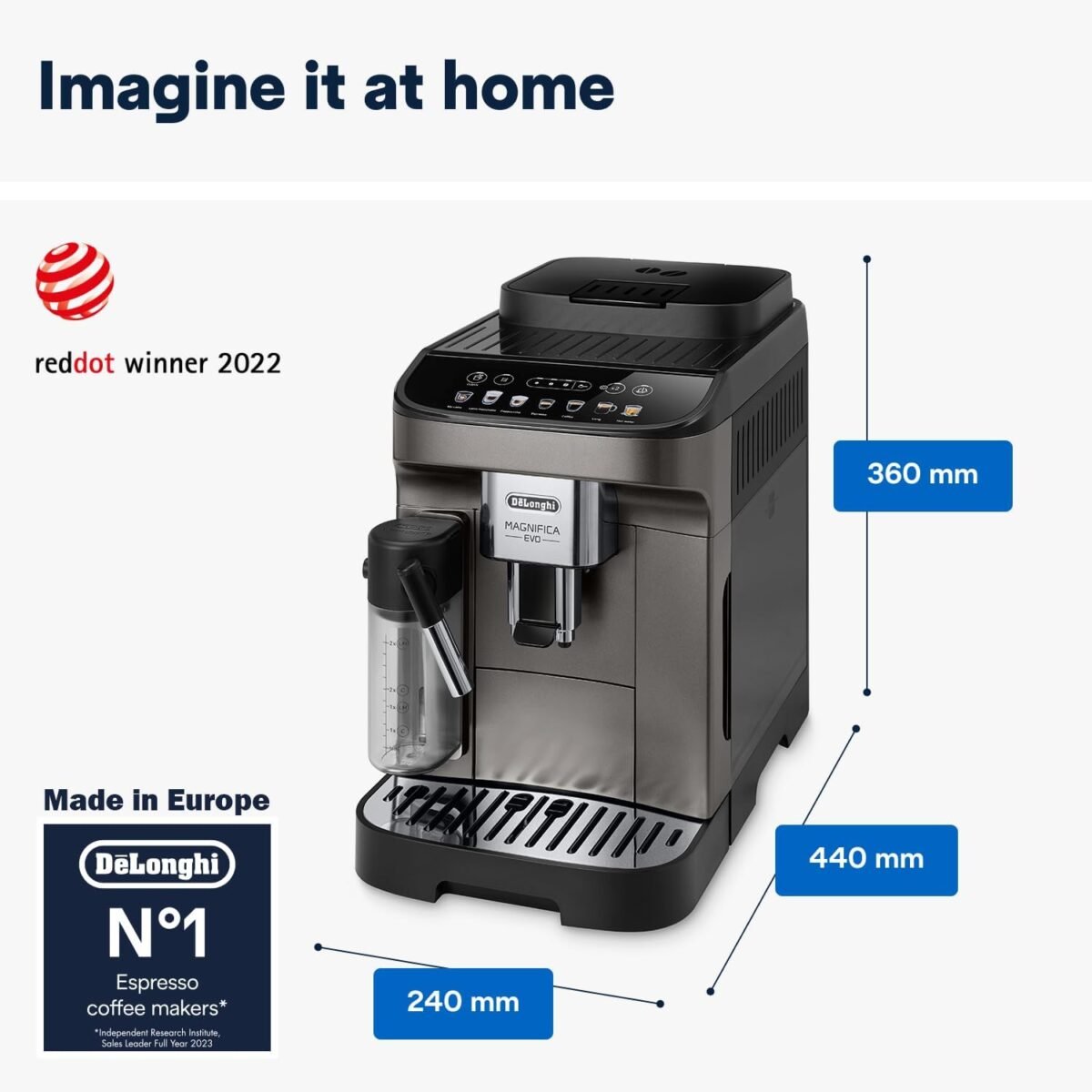 De'Longhi Magnifica Evo Automatic Bean To Cup Espresso Machine - 7 Hot Drinks - ECAM290.81.TB - Image 2