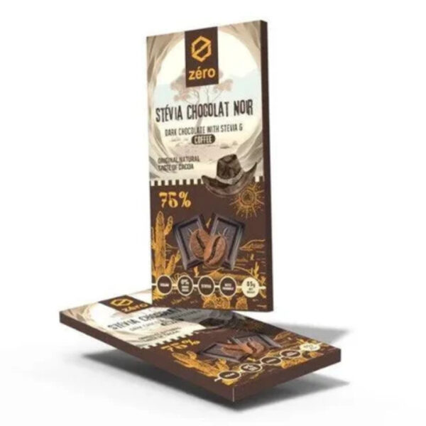 Zero Stevia Dark Chocolate 75% With Coffee Chocolate 85g.