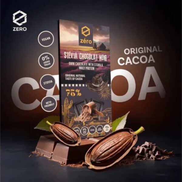 Zero Stevia Dark Chocolate With Whey Protein Chocolate 85g.