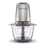 KENWOOD Glass Chopper 500W Electric Food Chopper with 1.2L Glass Bowl (600ml working capacity), Dripper Pro, Quad Blade, Storage Lid, Dual Speed, Spatula, Ice Crush Function CHP62.400SI Silver  قطاعة طعام كهربائية