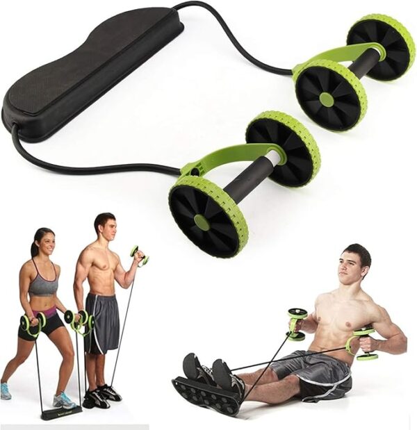 Core Double Wheels AB Roller Pull Rope Abdominal Waist Slimming