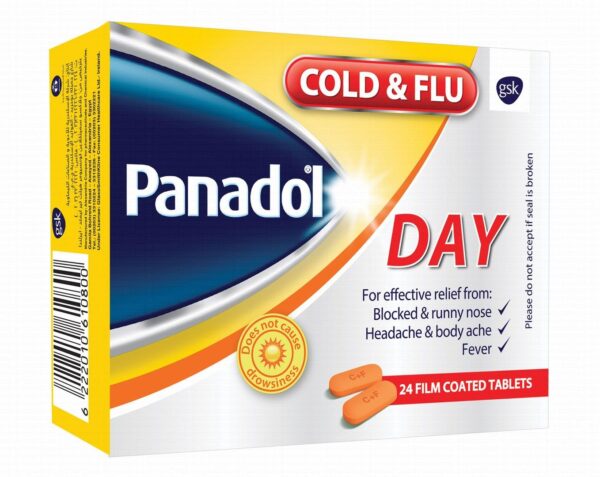 Panadol Cold & Flu 500mg Paracetamol Day Pain Relief 24 tablets