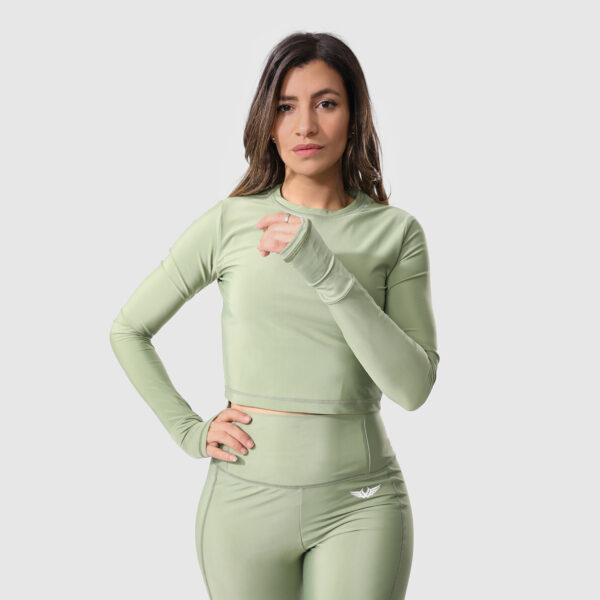 L GREEN STOMACH LONG SLEEVE