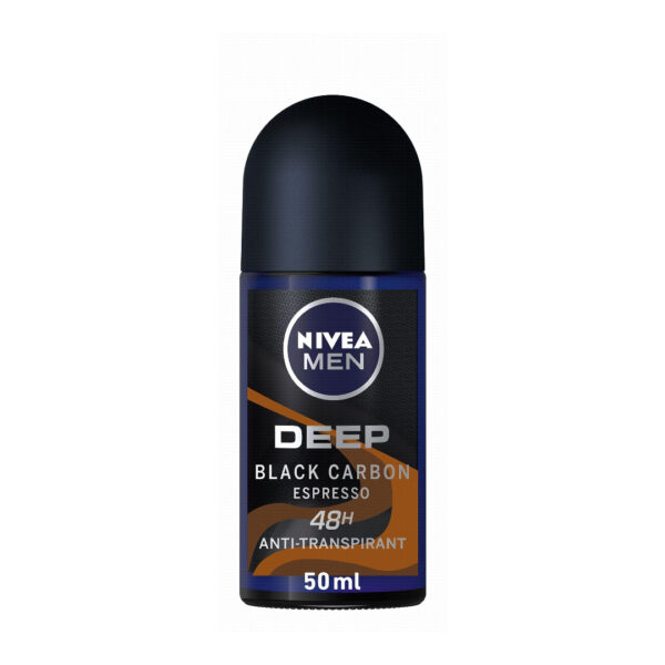 NIVEA Men Deep Black Carbon 48H Antitranspirant Roll-On Deodorant Espresso Scent 50 ml