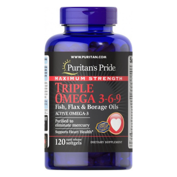 Puritan’s Pride Maximum Strength Triple Omega 3-6-9 Fish, Flax & Borage Oils 120 softgels