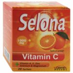 Selona 1000mg Vitamin C Supplement Sachets Orange Flavor with Vitamin A, E, Zinc, Selenium & Magnesium 20 per pack