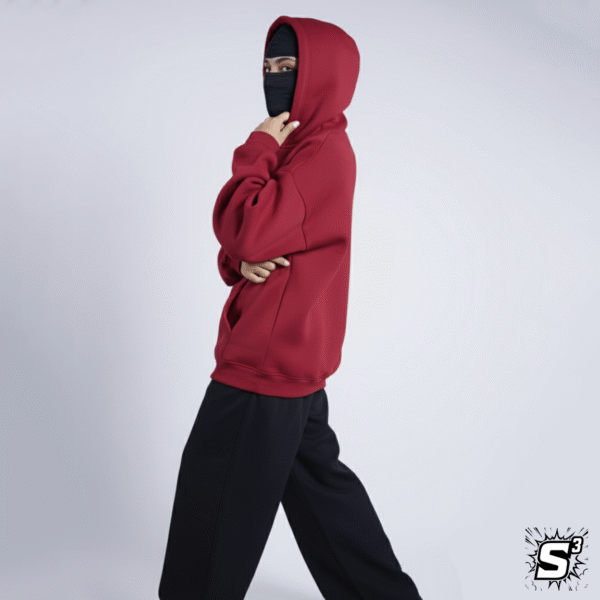 RED OVERSIZED BASIC HOODIE