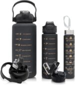 3-in-1 Sports Water Bottle Set (2L + 900ml + 300ml) – Motivational Time Marker Design - Image 2