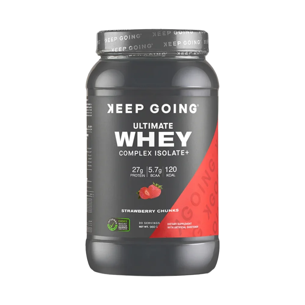 Keep-Going-Ultimate-Whey-Complex-Isolate-1kg-30-Servings-Strawberry-Chunks Keep Going Ultimate Whey Complex Isolate+,1kg - 30 Serv - Image 1