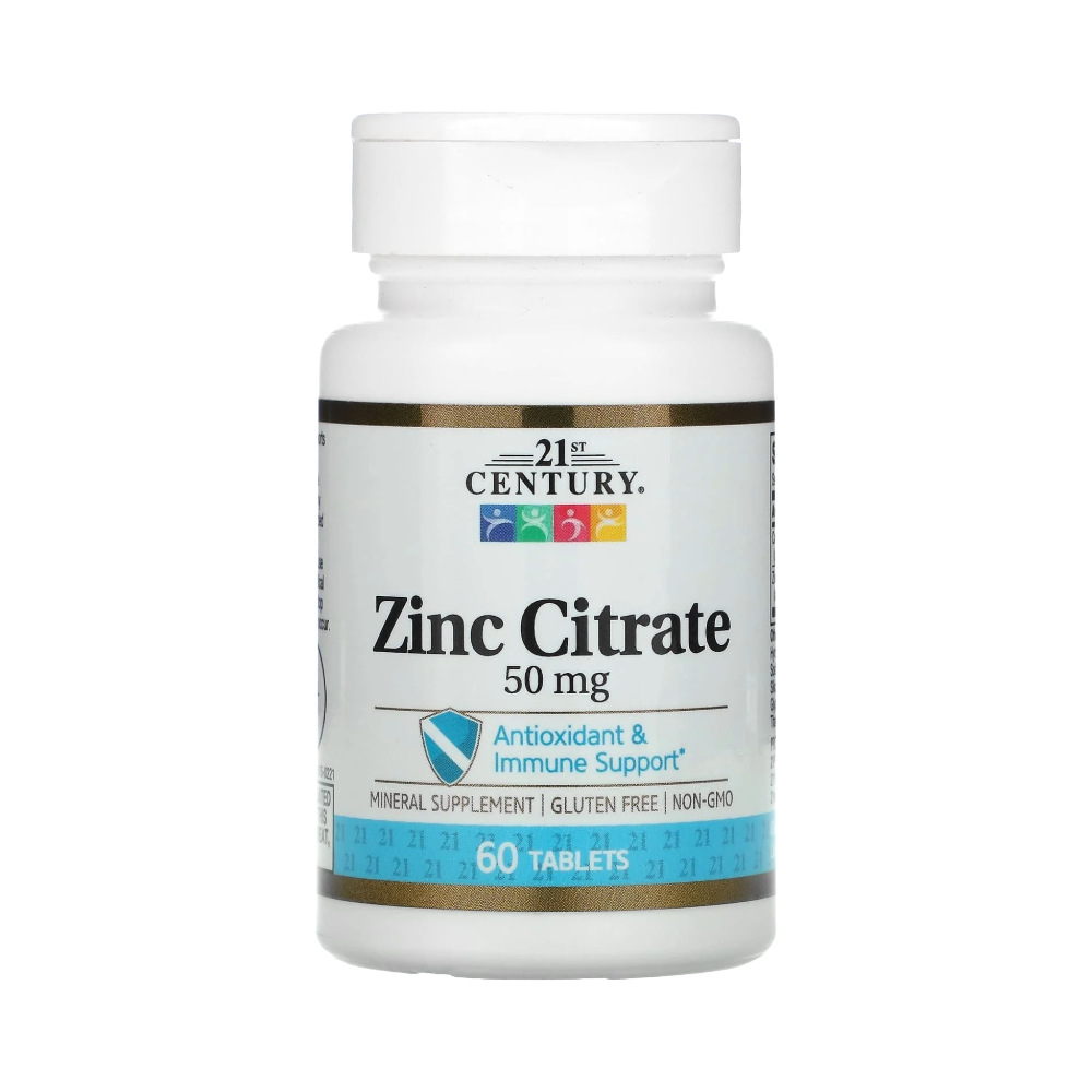 21st-Century-Zinc-Citrate-50mg-60-Tablets 21st Century, Zinc Citrate, 50mg, 60 Tablets
