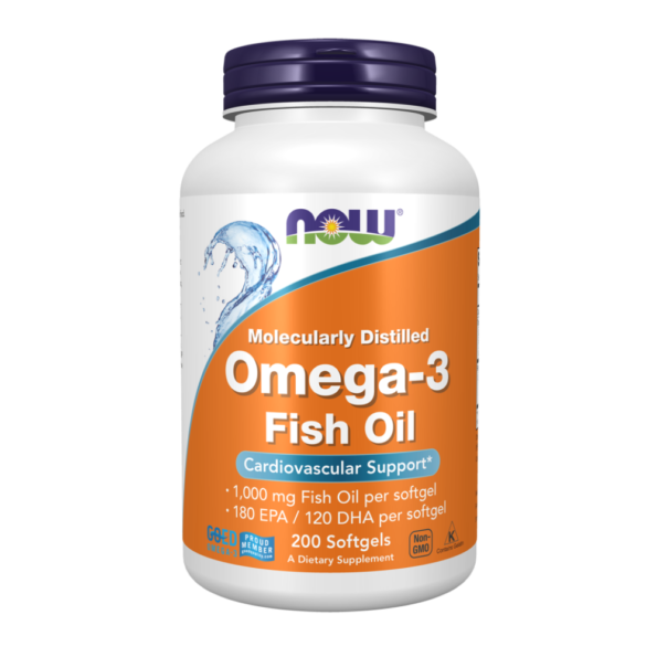 NOW Foods, Omega-3 Fish Oil, Molecularly 200 Distilled Softgels, 100 servings