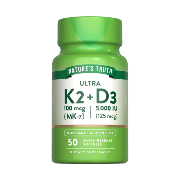 Nature's Truth, Ultra K2 100mcg + D3 5000IU, 50 Quick Release Softgels, 50 Servings