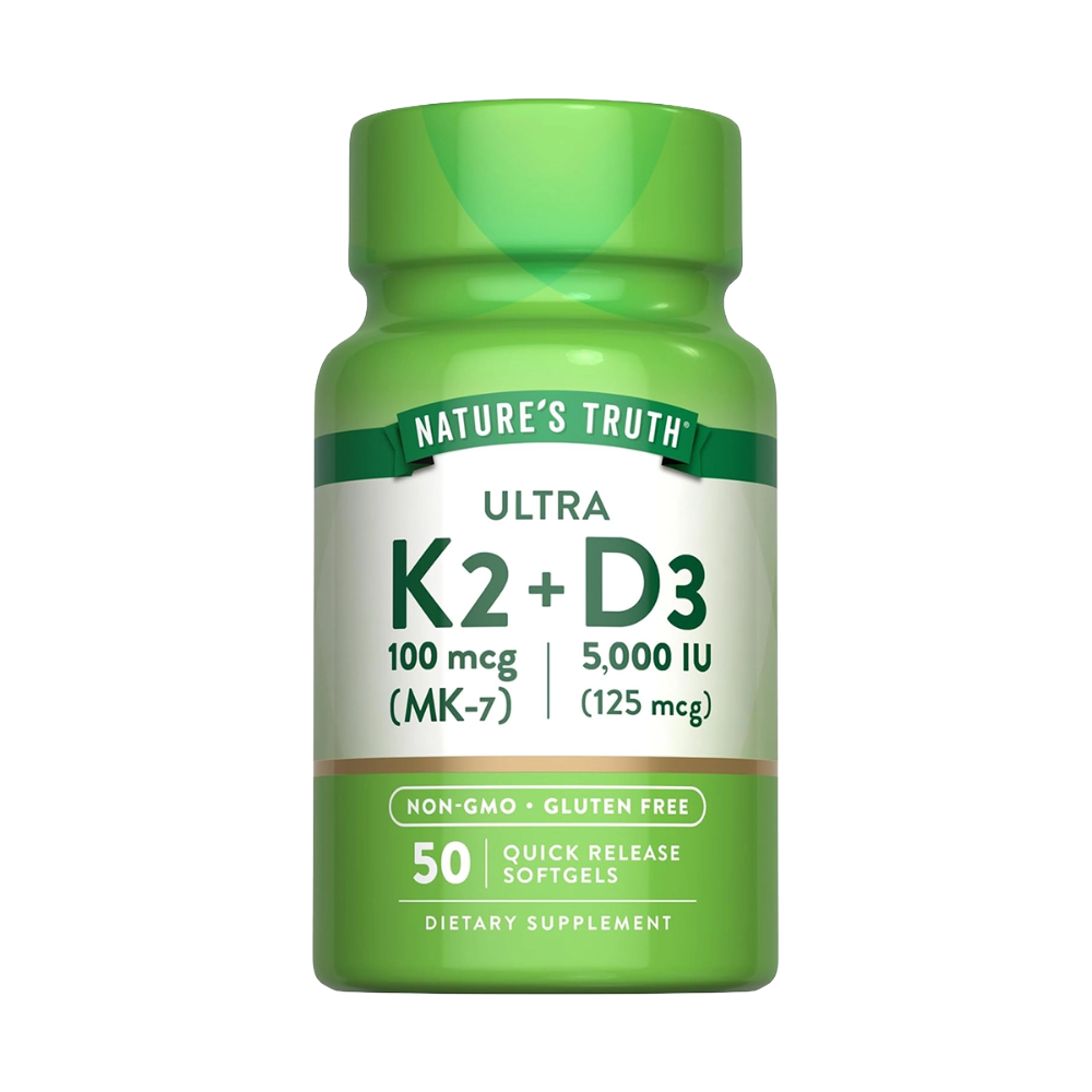 Natures-Truth-Ultra-K2-100mcg-D3-5000IU-50-Quick-Release-Softgels-50-Servings Nature's Truth, Ultra K2 100mcg + D3 5000IU, 50 Quick Release Softgels, 50 Servings