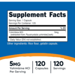 Nutricost, Yohimbine HCl (5mg), 120 Capsules, 120 Servings
