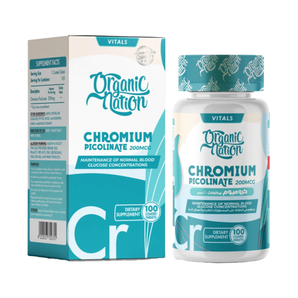 Organic Nation, Chromium Picolinate, 200MCG, 100 Coated Tablets, 100 servings