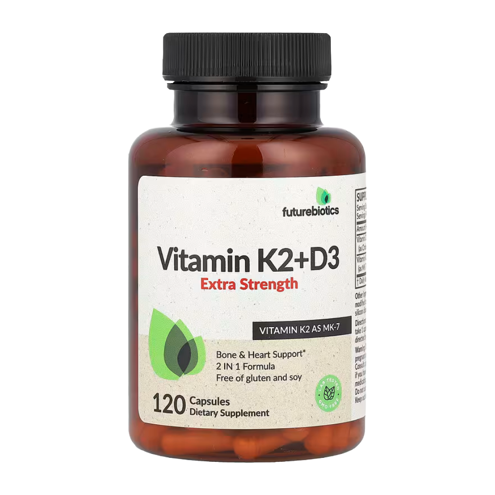 Futurebiotics-Vitamin-K2-D3-Extra-Strength-120-Capsules-120-Servings Futurebiotics, Vitamin K2 + D3, Extra Strength, 120 Capsules, 120 Servings