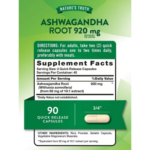 NATURE’S TRUTH, Ashwagandha Root, 920mg, 90 Capsules, 45 Servings