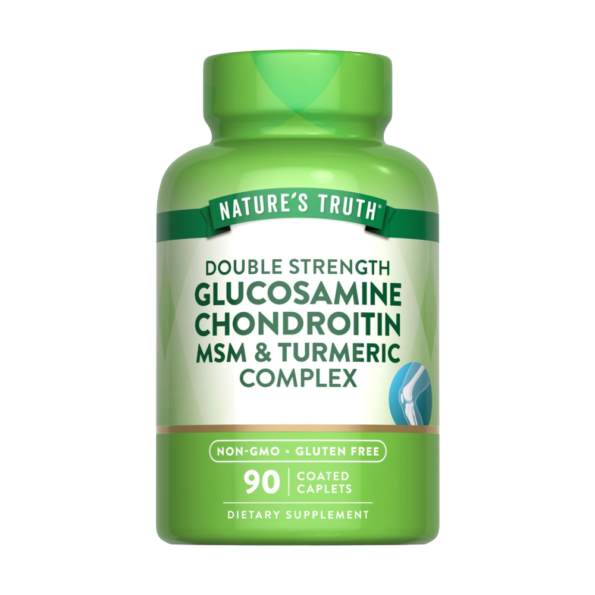 NATURE’S TRUTH, Double Strength Glucosamine Chondroitin MSM and Turmeric Complex, 90 Coated Caplets, 30 Servings