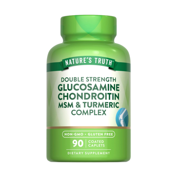 NATURE’S TRUTH, Double Strength Glucosamine Chondroitin MSM and Turmeric Complex, 90 Coated Caplets, 30 Servings